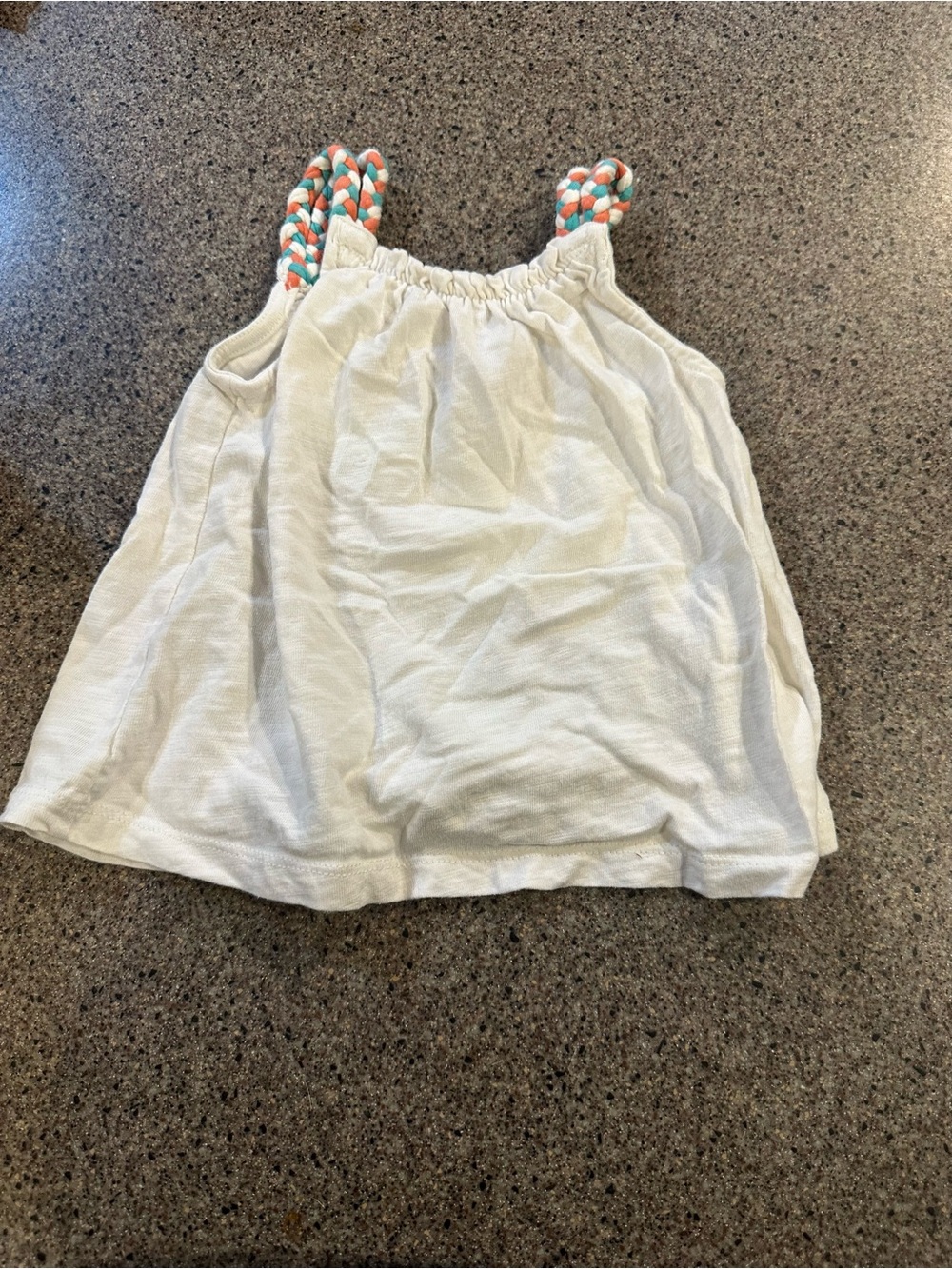 GAP White Tank Top with Braided Aqua & Coral Straps